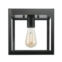 Globe Electric Sasha 1-Light Matte Black Outdoor Flush Mount Ceiling Light with Clear Glass Shade