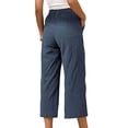 thumbnail image 5 of Glonme Summer Pants for Women Casual Pockets Cotton Linen Wide Leg Drawstring Elastic Waist Capris Crop Pants Blue M, 5 of 7