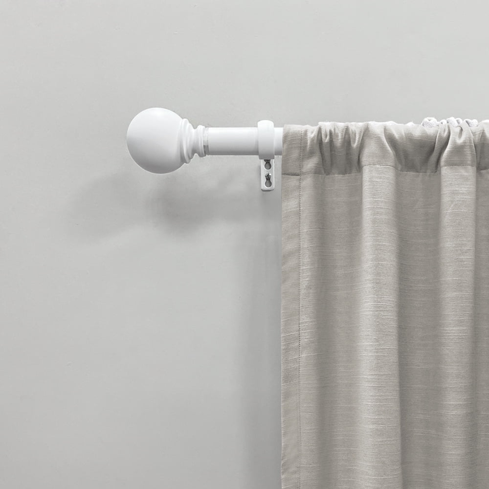 (3 pack) Mainstays 1" White Ball Adjustable Single Curtain Rod, 30-84"