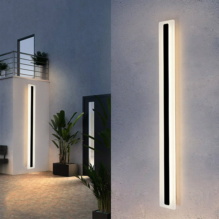 Outdoor Modern Wall Light LED Wall Sconce Fixture Rectangular Black Wall  lamp Elegant Frosted White Acrylic IP65 Anti Rust for Proch Background Wall,1  Light 
