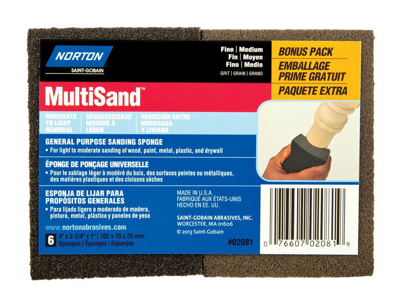 Norton Stick&Sand Schleifblatt 100er Körnung – 4,5 X 4,5 Zoll, 5 Stück, Für Holz- & Metallarbeiten