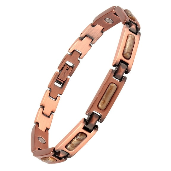 STONE ROCK - Tiger's eye Copper Bracelets for Women or Men - 99.99% Solid Pure Copper Magnetic Bracelets Adjustable