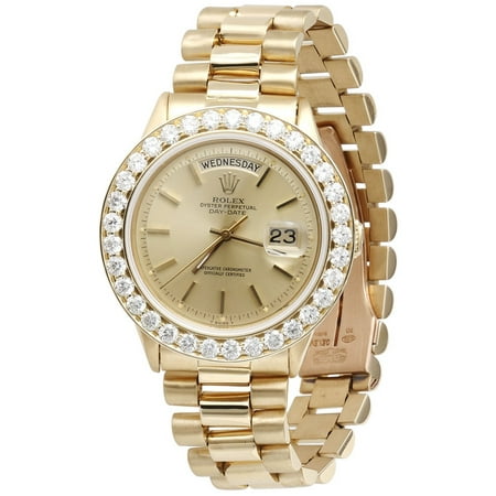 Mens Diamond Rolex Day-Date President 18k Yellow Gold Watch with Band 4 (Best Discount On Rolex Watches)