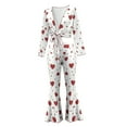 thumbnail image 5 of Hugcore Womens Long Sleeve Pajama Sets Women Pajamas Cute Ribbed Top and Pants 2 Piece Sleepwear Y2K Sleepwear Nightwear Soft Pajamas Red 2XL, 5 of 5