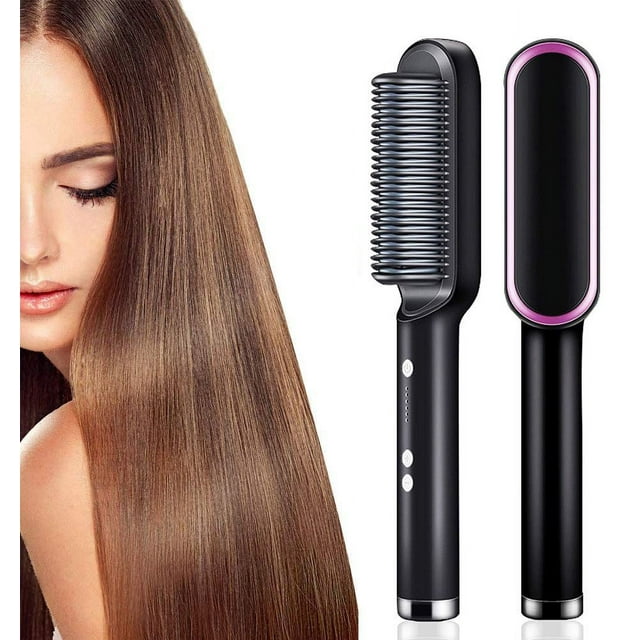 Hair Straightener Brush Anti-Scalding 25s Fast Heating Ceramic PTC-Stop Automatic 5 Heat Levels Heat Protection Sensor