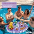 thumbnail image 3 of Sun's Out Floating Snack Bar – Purple Cabana Stripe Pool Float, Ages 14+, 3 of 5
