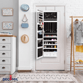 thumbnail image 2 of DECOMIL Jewelry Cabinet with Mirror and LED Lights, Lockable, Wall Mount, over the Door, 47” H, MDF, White, 2 of 8