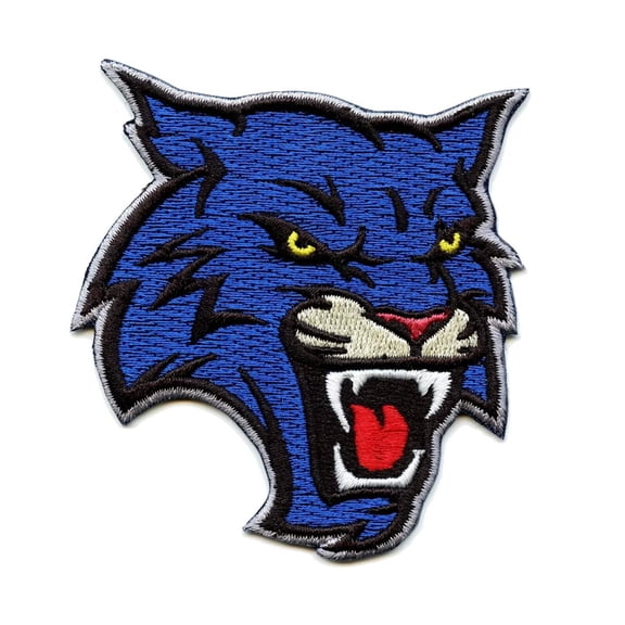 Blue Wildcat Head Embroidered Iron-on Patch