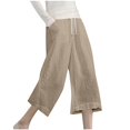 thumbnail image 5 of LAJPXKHY Capri Pants for Women Cotton Linen Summer Lightweight Thin Casual Elastic Drawstring Waist Straight Leg Capris with Pockets, 5 of 5