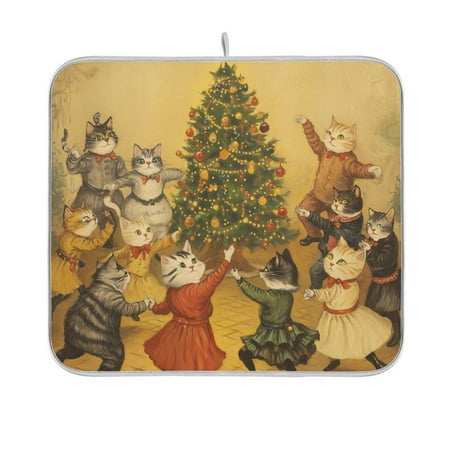 

Yayeee Dish Drying Mat for Kitchen Counter 16 x18 Microfiber Absorbent Pad Party Of Cats