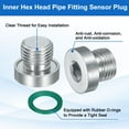 thumbnail image 3 of 2 Pack M10x1 Inner Hex Head Pipe Fitting Plug, Universal Carbon Steel Thread Socket Plug with Green O-Ring for Terminate Pipe Ends or Replacement Drains, 3 of 6