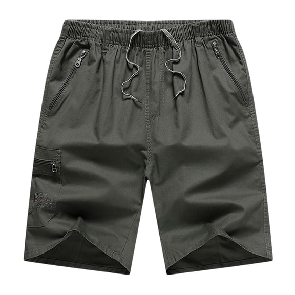 Men's Cotton Cargo Shorts, Elastic Drawstring Waist with Multi-Pockets, Casual Everyday Shorts for Men Athletic Casual Shorts Army Green 4XL