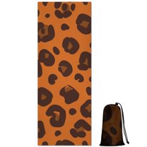 Orange and Brown Of Leopard Print Hot Yoga Mat Towel Non Slip for Hot Yoga - Quick-Drying Yoga Mat Cover with 4 Corner Pockets with Travel Bag - Hot Yoga Towel Non Slip 74"x26"