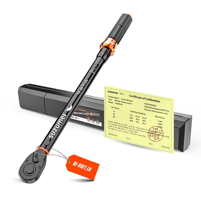 Llave dinamométrica SUZUME Llave dinamométrica 3/8 con tracción de 10 a 80 pies Lb/13,6-108,4 Nm