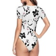 thumbnail image 4 of Gaeub Cute Cow And Milk Stains Women'S Short Sleeve One Piece Swimsuit Sexy High-Waisted Bodysuit For Swimming, Beach, Sports - Large, 4 of 9