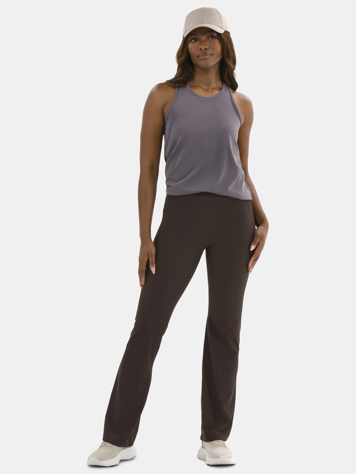 Avia Women's Ribbed SoftSculpt Flare Active Leggings with UPF 50, 31.5" Inseam, Sizes XS-XXXL