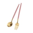 thumbnail image 5 of 3Pcs/Set Portable Travel Utensils Stainless Steel Spoon Fork Chopsticks Set for SchoolPink Gold (Pink Storage Box), 5 of 5