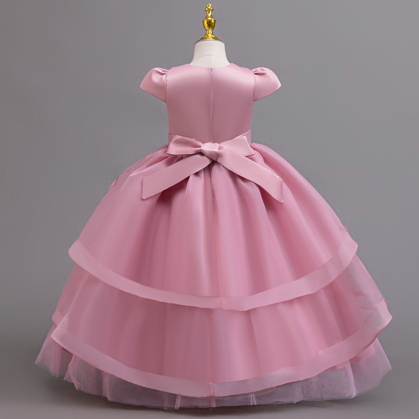 Girls' Dress with Sequins and Floral Embroidery Formal Party Dress Princess Puffy Dresses for Children Gown