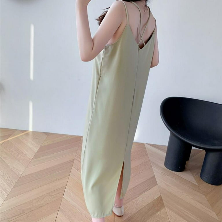 Sexy Dress Korean Solid Color Dresses Tight-Fitting Strap Vestidos Blue One  Size Simple Fashion Nightclub Style