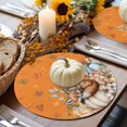 thumbnail image 6 of Fall Round Placemats Set of 4 Sleeping Fox Place Mats Thanksgiving Woven Placemat Orange Floral Pumpkin Maple Leaves Circle Braided Table Mat for Kitchen Dining Table Autumn Party Home Decor 15 Inch, 6 of 9