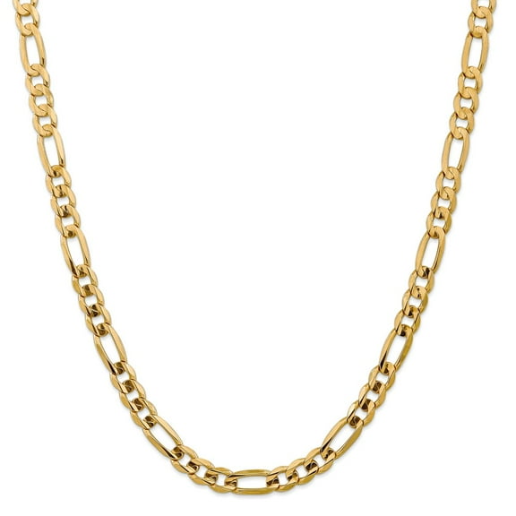 14K Yellow Gold chain Figaro 18 in 7.5 mm 7.5mm Concave Open
