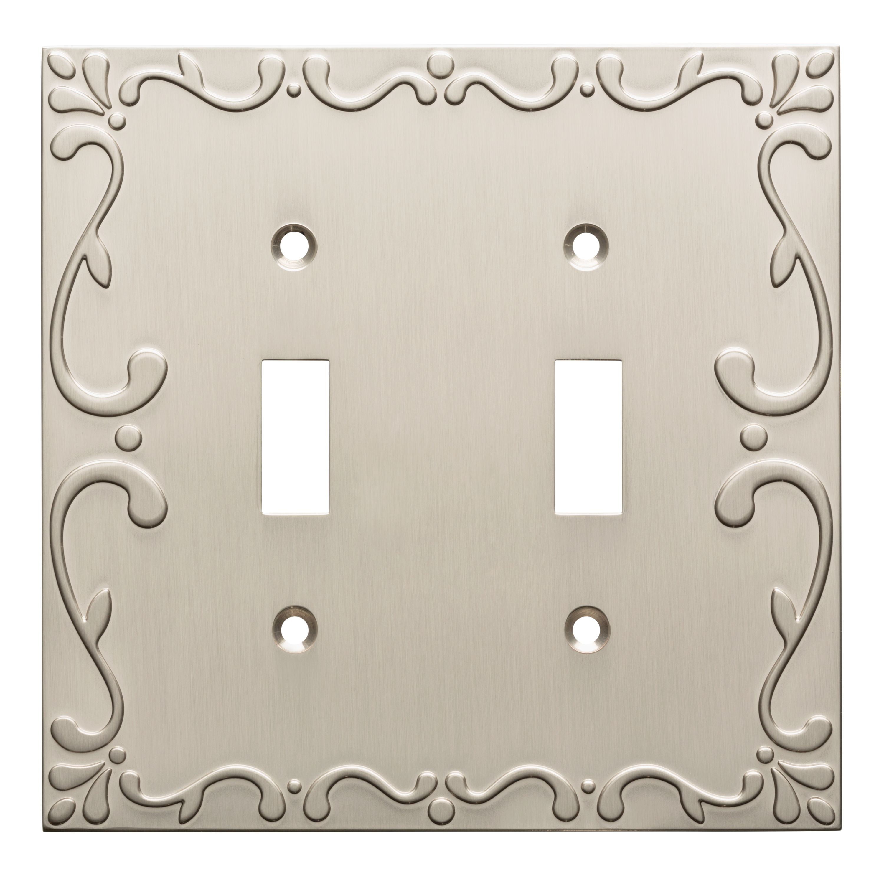 Franklin Brass Classic Lace Double Switch Wall Plate in Satin Nickel