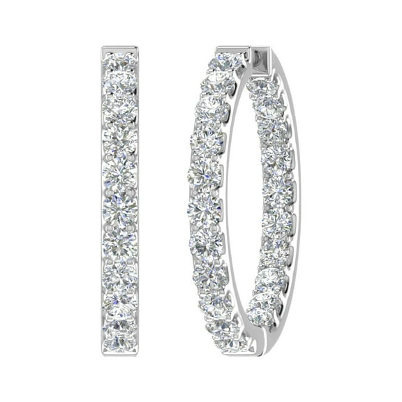 4 Carat (ctw) Inside Out Diamond Hoop Earrings in 14K White Gold (I1-I2 Clarity)