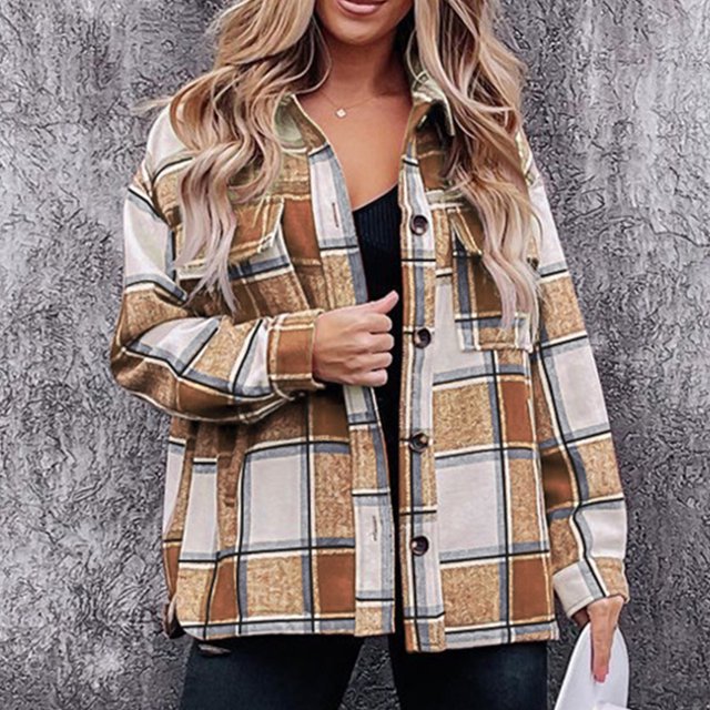 Female Jacket, Plaid Jacket Polyester Fiber Color Blocking Warm Keeping For Dating For Home ANGGREK Otros