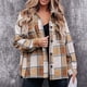 thumbnail image 1 of Female Jacket, Easy To Match Soft Women's Plaid Jacket Color Blocking Fashionable Warm Keeping For Working For Home, 1 of 5