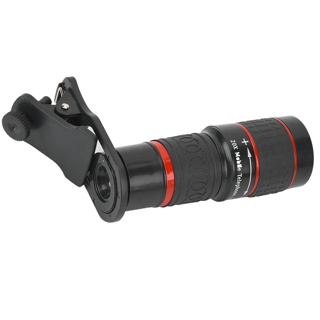 Lente De Enfoque Largo 20X, Lente De Teleobjetivo Con Zoom Con Clip Para Teléfono Para Teléfono Inteligente, Tableta, PC, Negro