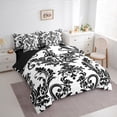 thumbnail image 4 of Manfei Tribal Damask Flower 7pcs Bedding Comforter Set, White Black Mandala Queen Bedding Sets, Western Bohemian Theme Reversible Queen Sheet Sets, Luxury Bedroom Decor, 4 of 8