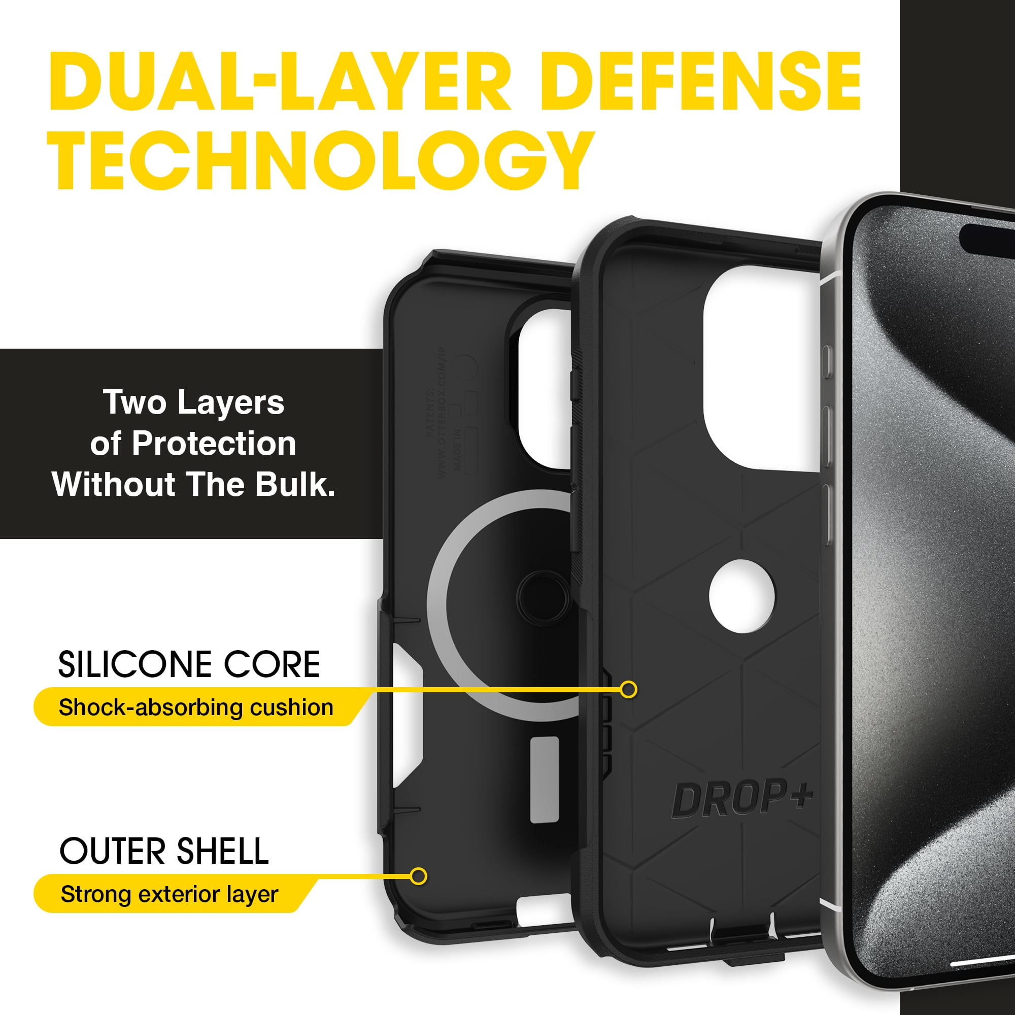 OtterBox iPhone 15 Pro Commuter Series Case - MagSafe Edition - Black, Slim & Tough, Pocket-Friendly, with Port Protection