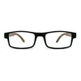 thumbnail image 3 of Mens Classic Rectangle Wood Grain Spring Hinge Arm Plastic Reading Glasses Black Brown +2.25, 3 of 4
