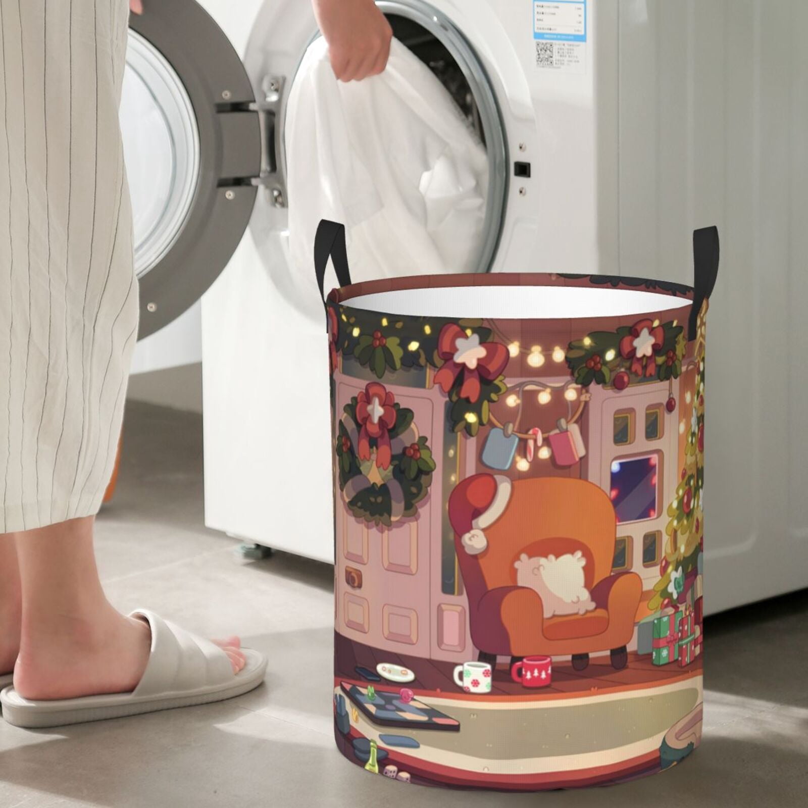 Johaoi Bluey Pattern Round Large Laundry Basket -Storage Basket - Toy Storage Basket, Perfect as Hamper, Kids Room Storage, and Toy Containment-