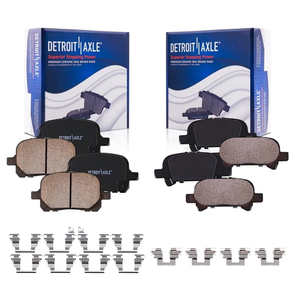 Detroit Axle - Brake Pads for 00-01 Camry, 00-04 Toyota Avalon, 99-03 Solara, 2 Front and Rear Ceramic Brake Pads w/Hardware 2000 2001