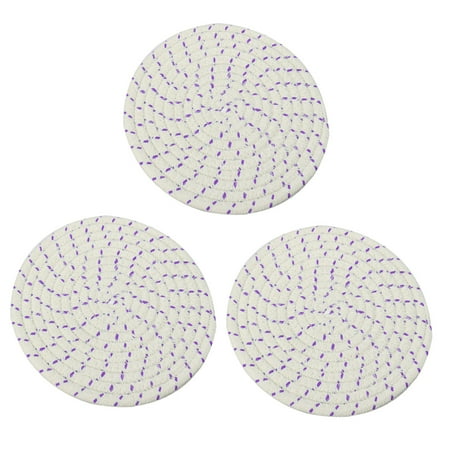 Set Of 3 Roud Cotton Thread Weave Place Mats Coasters 7 Dia