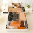 thumbnail image 3 of Homewish Vintage Oil Painting Twin Sheets,Retro Geometric Art Bedding,Orange,3-Piece,1 Fitted Sheet and 1 Pillowcase, 3 of 6