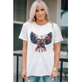 thumbnail image 2 of Women's White American Flag Eagle Print Graphic Tee for Independence Day - [ZhiHiMeRi] | (US 20-22)2XL, 2 of 7