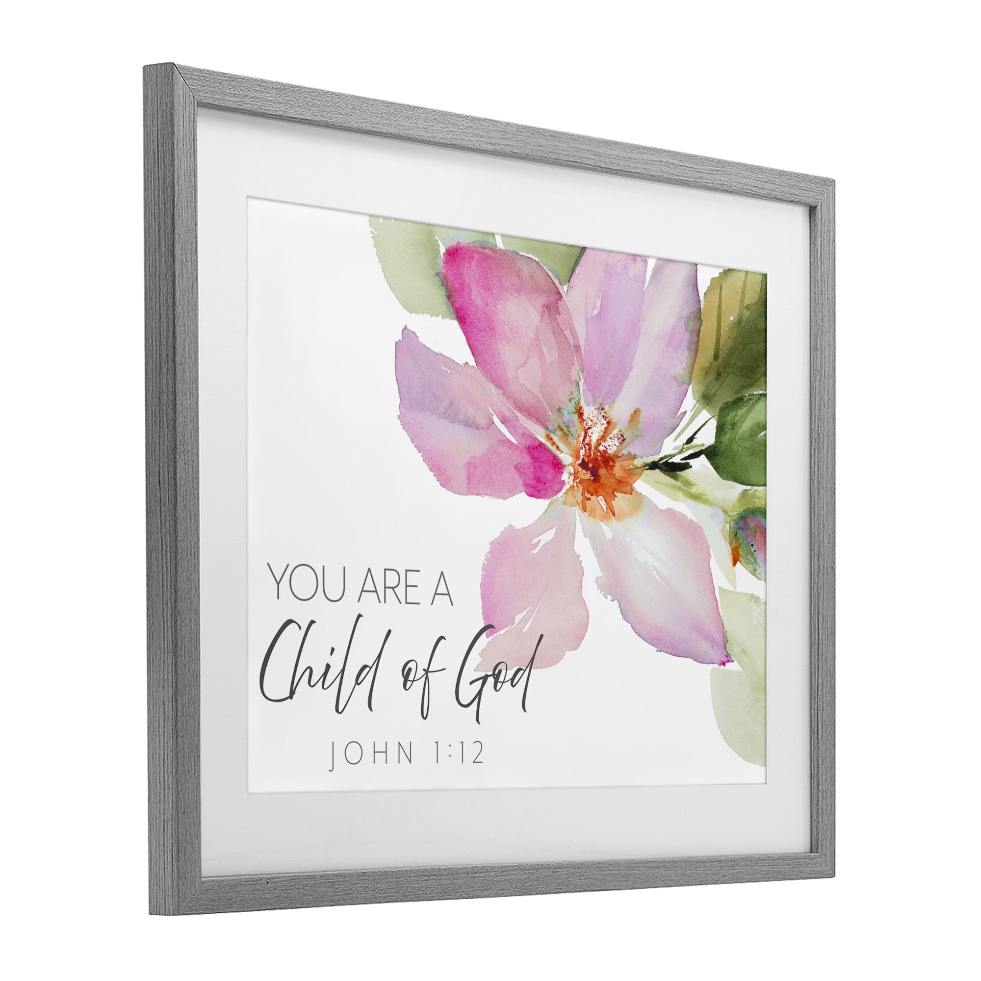 Stupell Industries Child Of God Pink Flower Gray Framed Print Under Glass, design by Lanie Loreth