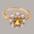 thumbnail image 5 of LBG British Made Classic Solid 10k Rose Gold Natural Citrine & Cultured Pearl Womens Anniversary Ring - 33 size options - Size 5.25, 5 of 8