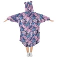 thumbnail image 2 of FORMRS Wearable Blanket Hoodie with Sleeves for Kids Cozy Flannel Sweatshirt, Watercolor Pink Marble Pattern, 2 of 7