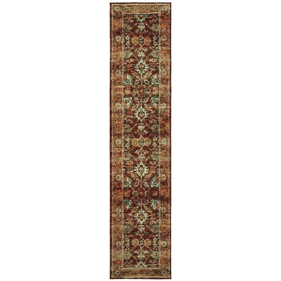 Oriental Weavers Andorra Area Rug 7154A Casual Red Scrolls Floral 2' 6" x 12' Rectangle