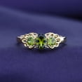 thumbnail image 2 of AFFY Oval Shape Simulated Green Peridot Three Stone Ring in 14k Yellow Gold Over Sterling Silver Ring Size - 4.5, 2 of 6