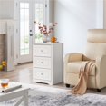 thumbnail image 2 of Yaheetech Modern End Table w/three Drawers, White, 2 of 6