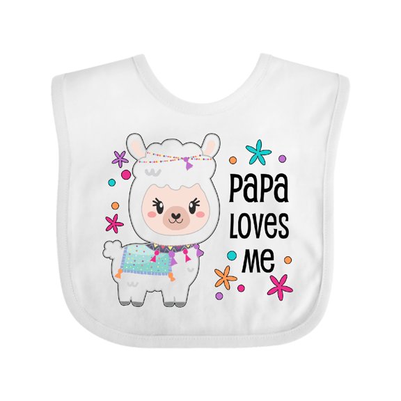 Inktastic Papa Loves Me Cute and Happy Llama Boys or Girls Baby Bib
