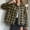 Khaki, variant on Womens Plaid Cropped Jackets Lightweight Zip up Casual Short Coat Fall Winter Trendy Outwear with Pockets New Khaki M