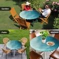 thumbnail image 4 of Blue Teal Ombre Round Tablecloth for 45-54 Inch Tables, Fitted Table Cover with Elastic Edge, Coastal Beach Modern Abstract Art Waterproof Outdoor Table Cloth Protector for Patio Garden Dinner Picnic, 4 of 9