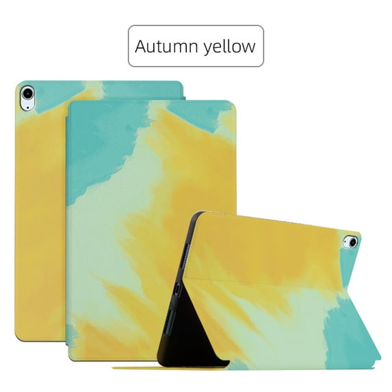 ELEHOLD for iPad 10th Generation 10.9 inch 2022 Colorful Case, Slim Lightweight Smart Auto Sleep/Wake Stand Stripe Non-Slip Shockproof Watercolor Painting Style Case, Autumn Yellow