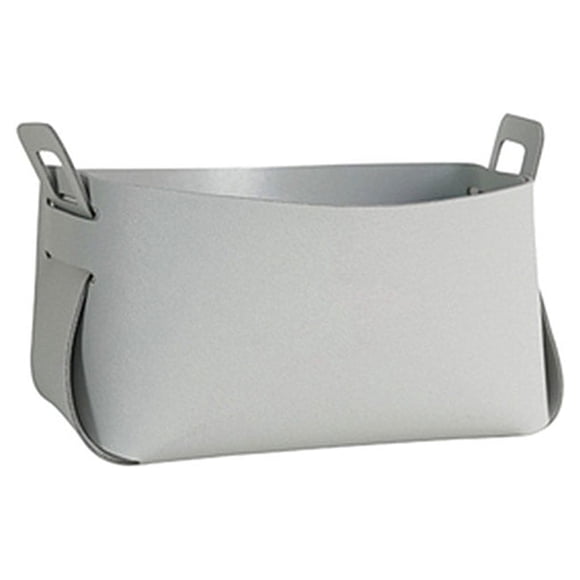 Injueey Cesta de almacenamiento, organizador plegable de cuero con asa, soporte decorativo, caja contenedora, decoración organizadora Almacenamiento y organización del hogar Gris L