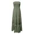 thumbnail image 6 of CAICJ98 Women's 2025 Summer Bohemian Strapless Dresses Casual Off Shoulder Lace Trim Backless Flowy A Line Beach Long Maxi Dress Green,XL, 6 of 6
